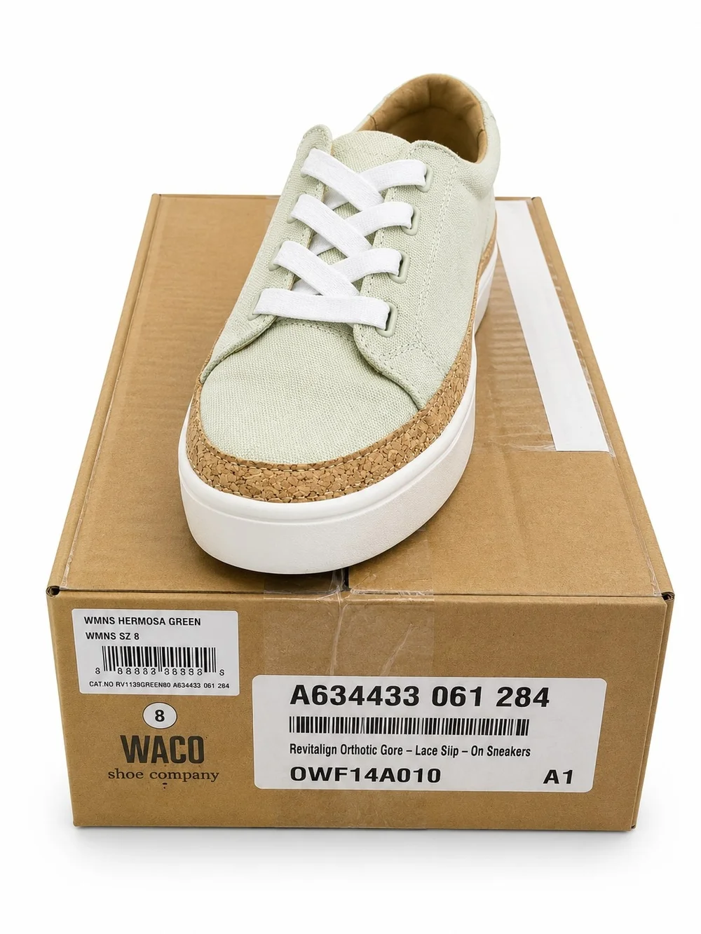 Revitalign Light Green Canvas Lace Up Slip On Comfort Sneakers NIB Womens 7-11